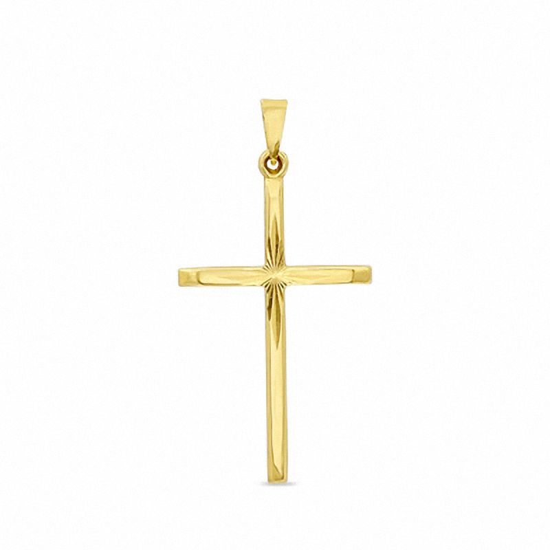 Diamond-Cut Cross Charm in 14K Gold