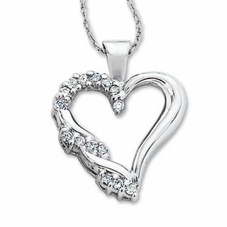 1/5 CT. T.W. Diamond Wrap Heart Pendant in 10K White Gold