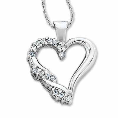 1/5 CT. T.W. Diamond Wrap Heart Pendant in 10K White Gold