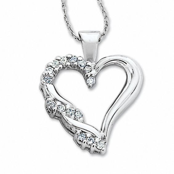 1/5 CT. T.W. Diamond Wrap Heart Pendant in 10K White Gold