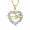Thumbnail Image 1 of Diamond Accent "Love" Heart Pendant in 18K Gold-Plated Sterling Silver