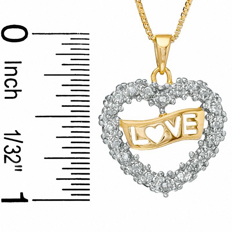 Main Image 2 of Diamond Accent "Love" Heart Pendant in 18K Gold-Plated Sterling Silver