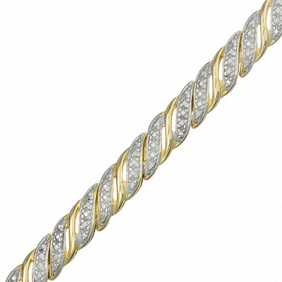 Diamond Accent Fashion Bracelet in 18K Gold-Plated Sterling Silver - 7.25"