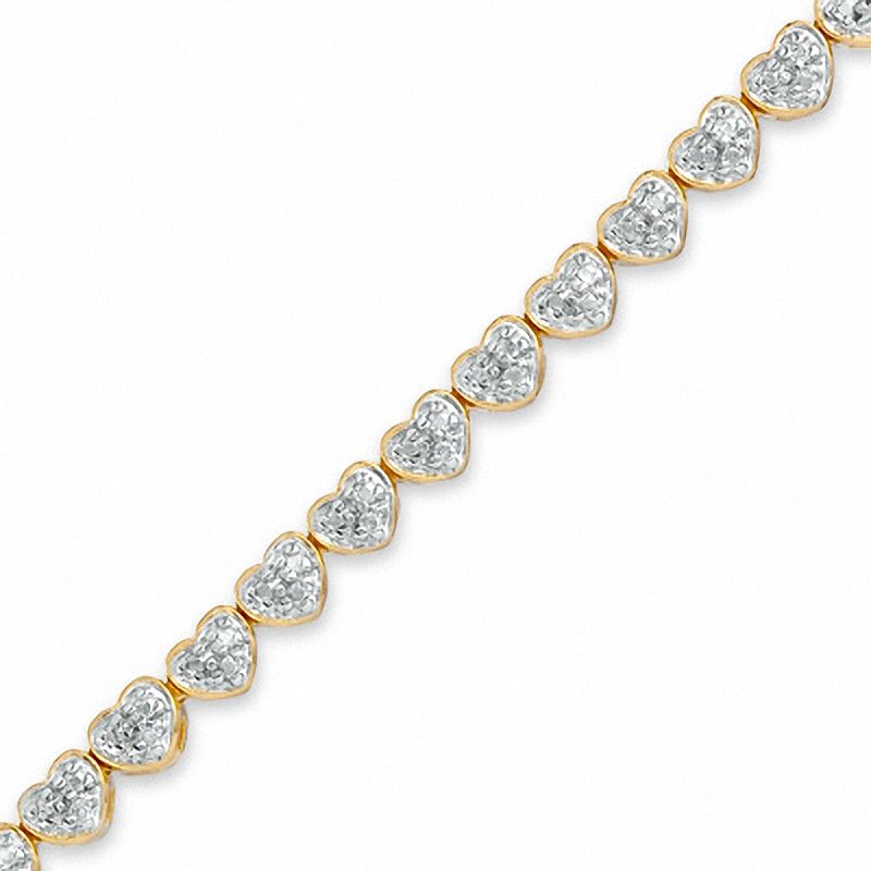 Main Image 1 of Diamond Accent Tiny Heart Cluster Bracelet in 18K Gold-Plated Sterling Silver