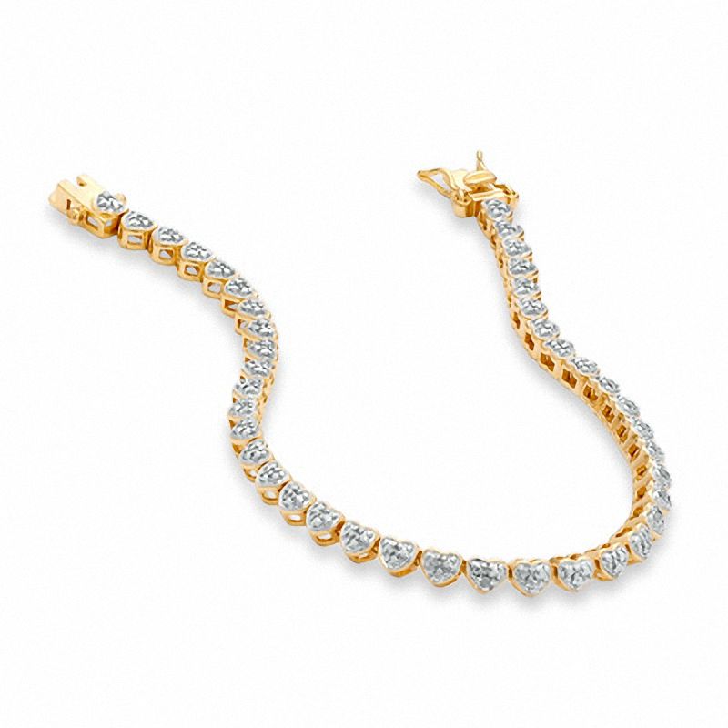Main Image 2 of Diamond Accent Tiny Heart Cluster Bracelet in 18K Gold-Plated Sterling Silver