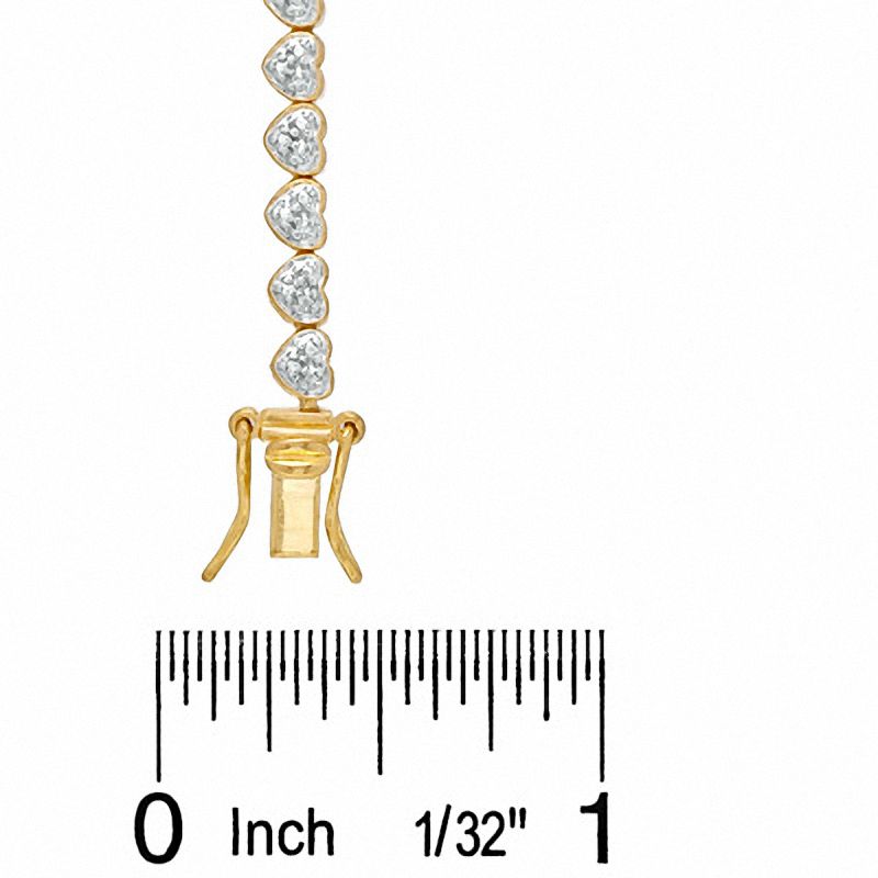 Main Image 3 of Diamond Accent Tiny Heart Cluster Bracelet in 18K Gold-Plated Sterling Silver