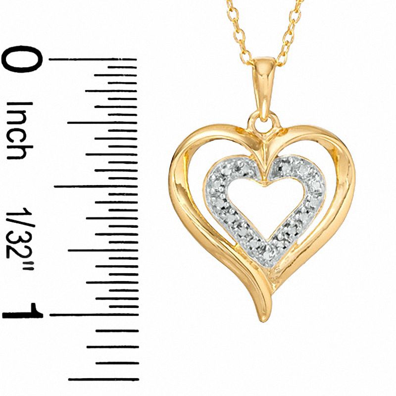 Main Image 2 of Diamond Accent Framed Heart Pendant in 18K Gold-Plated Sterling Silver