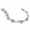 Thumbnail Image 2 of Diamond Accent Cluster Heart and LOVE Link Bracelet in Sterling Silver - 7.25"