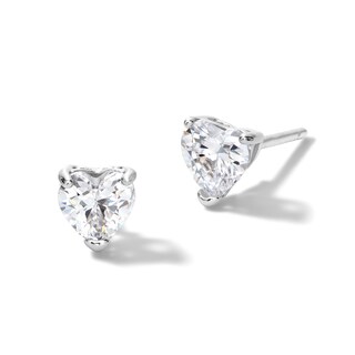 Solid Sterling Silver 5mm Heart-Shaped CZ Solitaire Studs