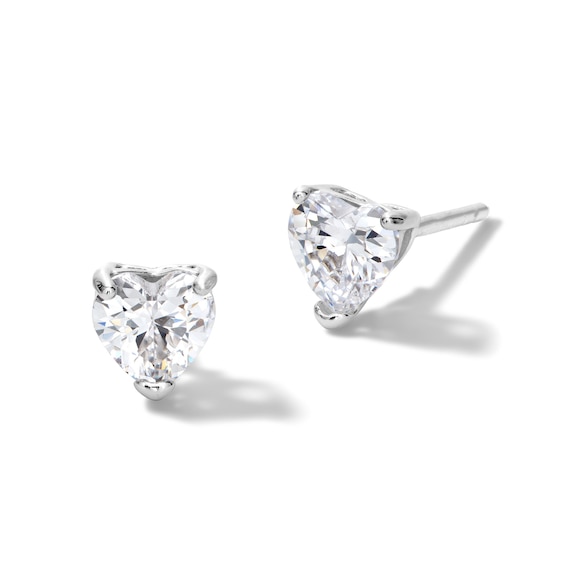 5mm Heart-Shaped Cubic Zirconia Stud Earrings in Sterling Silver