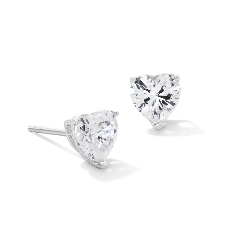 Main Image 1 of 6mm Heart-Shaped Cubic Zirconia Stud Earrings in Sterling Silver