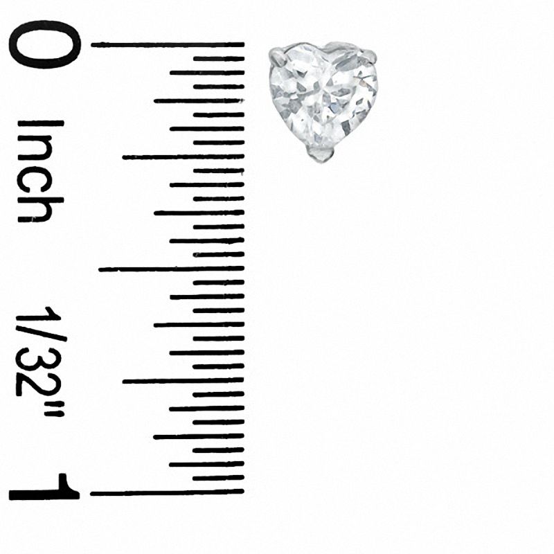 Main Image 2 of 6mm Heart-Shaped Cubic Zirconia Stud Earrings in Sterling Silver