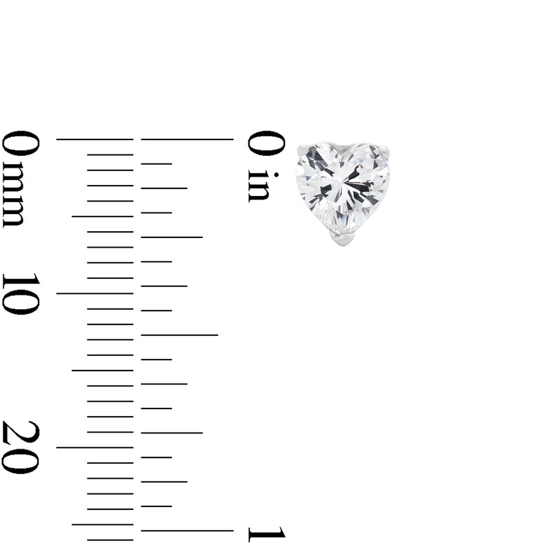 Main Image 3 of Solid Sterling Silver 6mm Heart-Shaped CZ Solitaire Studs