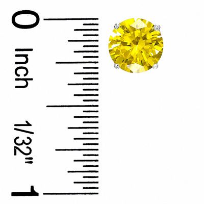 8mm Yellow Cubic Zirconia Stud Earrings in Sterling Silver