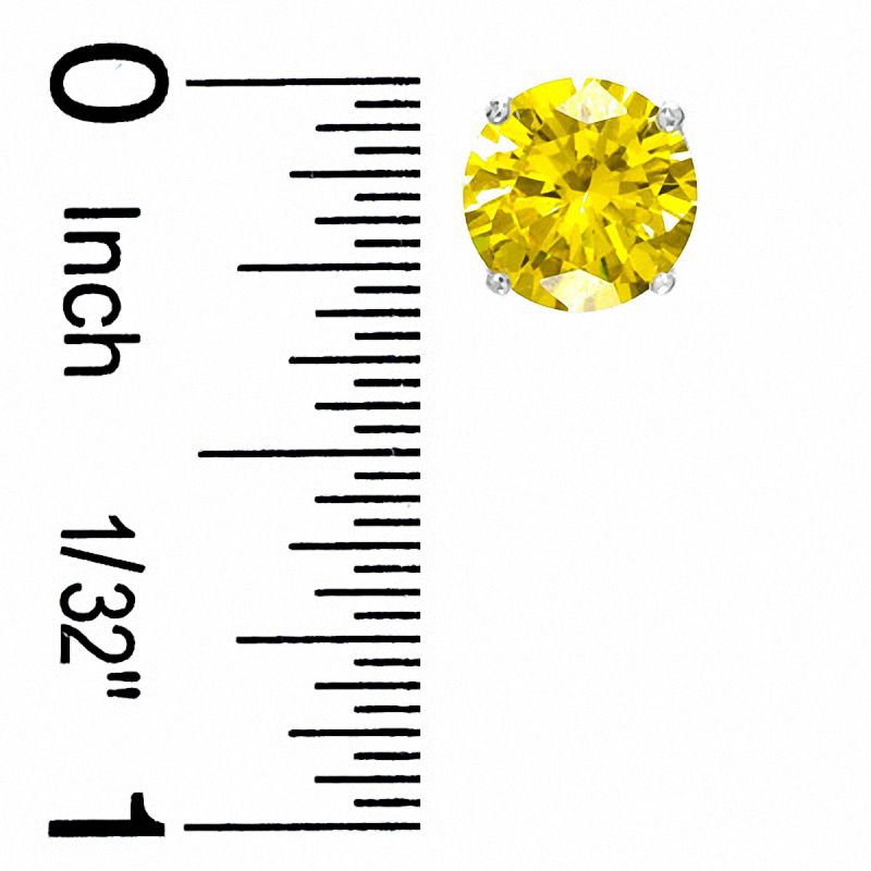 8mm Yellow Cubic Zirconia Stud Earrings in Sterling Silver