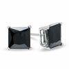 8mm Princess-Cut Black Cubic Zirconia Stud Earrings in Sterling Silver
