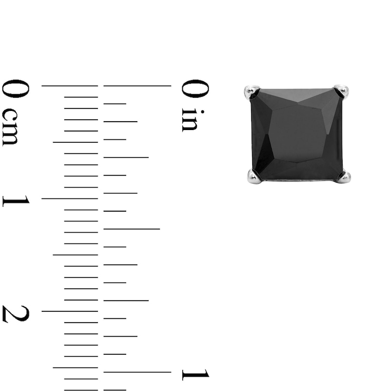 Main Image 3 of 8mm Princess-Cut Black Cubic Zirconia Stud Earrings in Sterling Silver