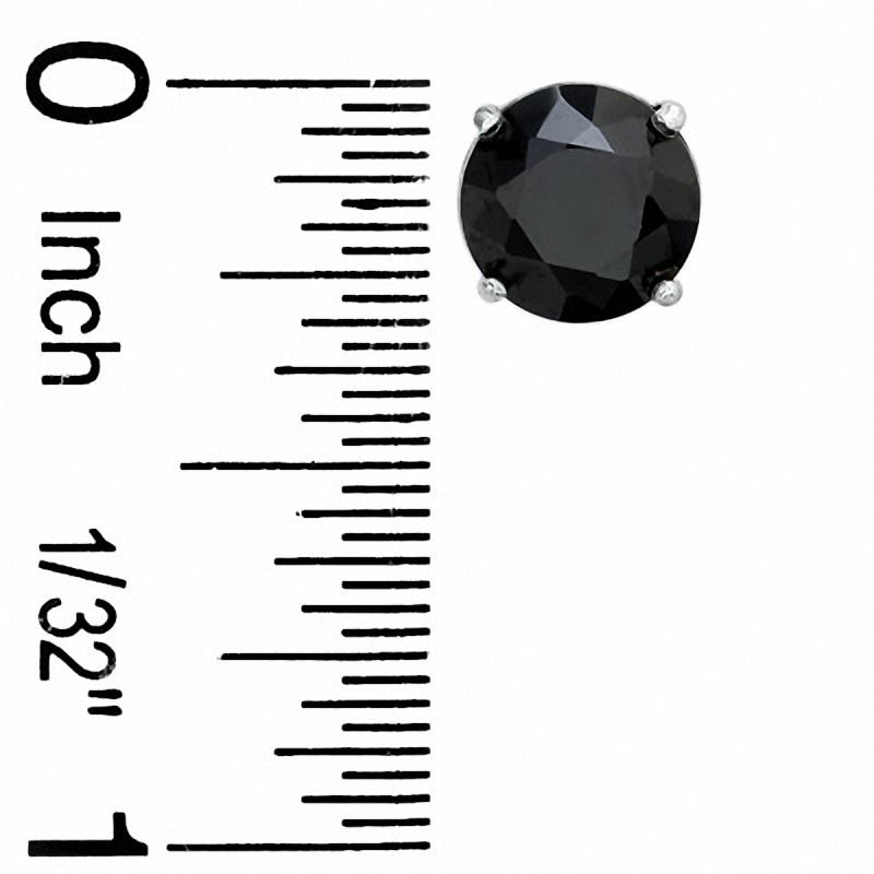 8mm Black Cubic Zirconia Stud Earrings in Sterling Silver