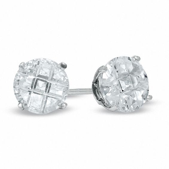 8mm Cubic Zirconia Nine-Cut Stud Earrings in Sterling Silver