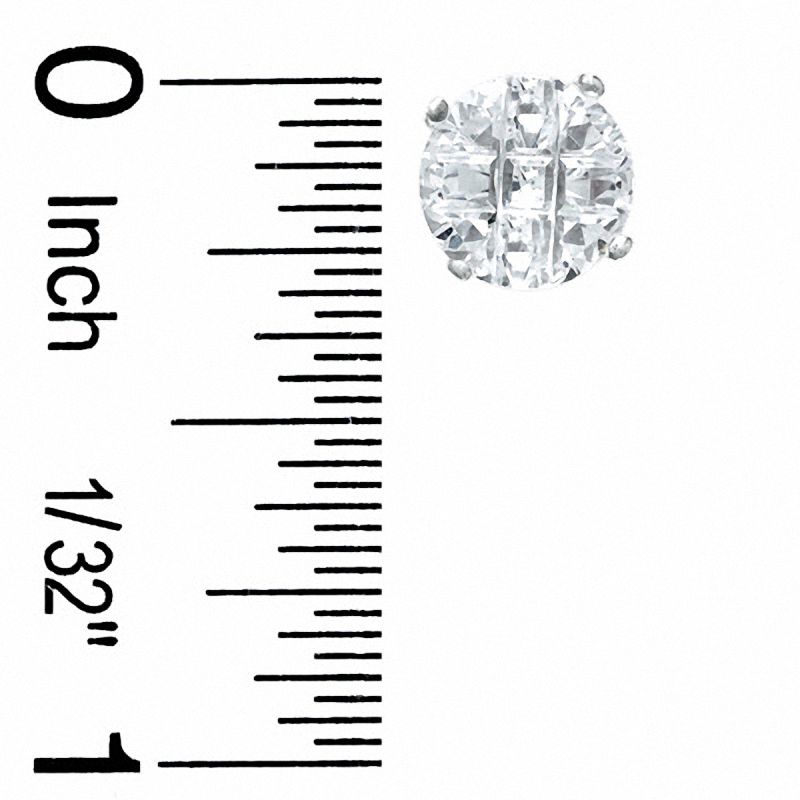 8mm Cubic Zirconia Nine-Cut Stud Earrings in Sterling Silver