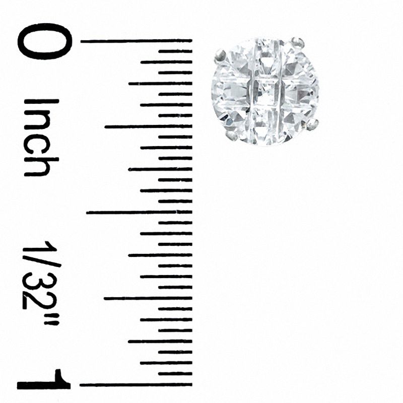 Main Image 2 of 8mm Cubic Zirconia Nine-Cut Stud Earrings in Sterling Silver