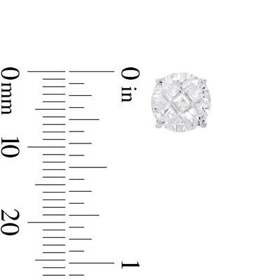 Solid Sterling Silver 8mm CZ Nine-Cut Groove Studs