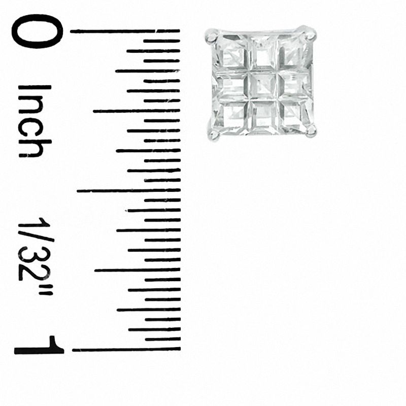 Composite Princess-Cut Cubic Zirconia Stud Earrings in Sterling Silver