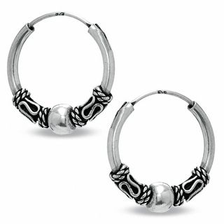 Sterling Silver Medium Bali Hoop Earrings