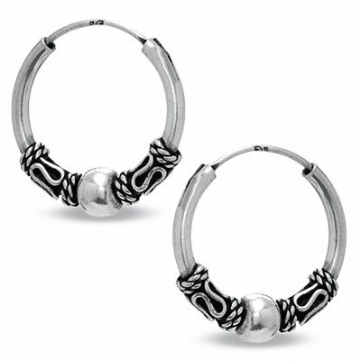 Sterling Silver Medium Bali Hoop Earrings