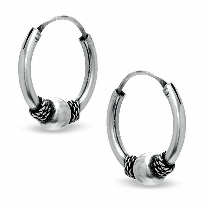 Sterling Silver Bali Hoop Earrings
