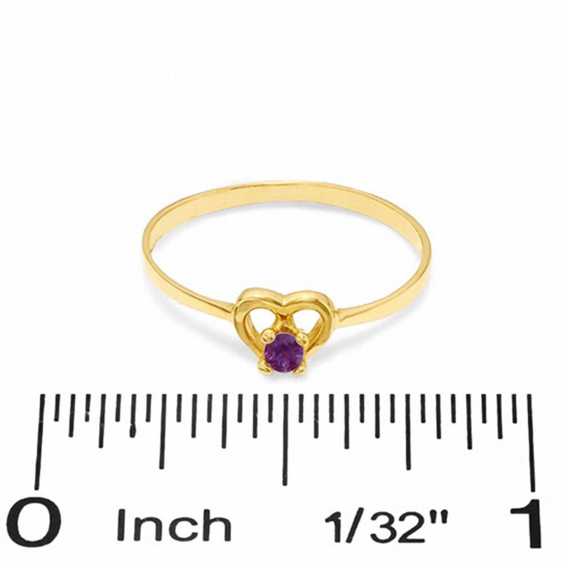 Child's Amethyst Birthstone Heart Ring in 10K Gold - Size 3