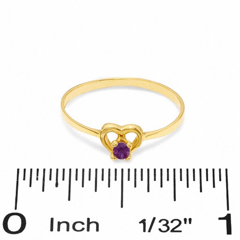 Main Image 3 of Child's Amethyst Birthstone Heart Ring in 10K Gold - Size 3