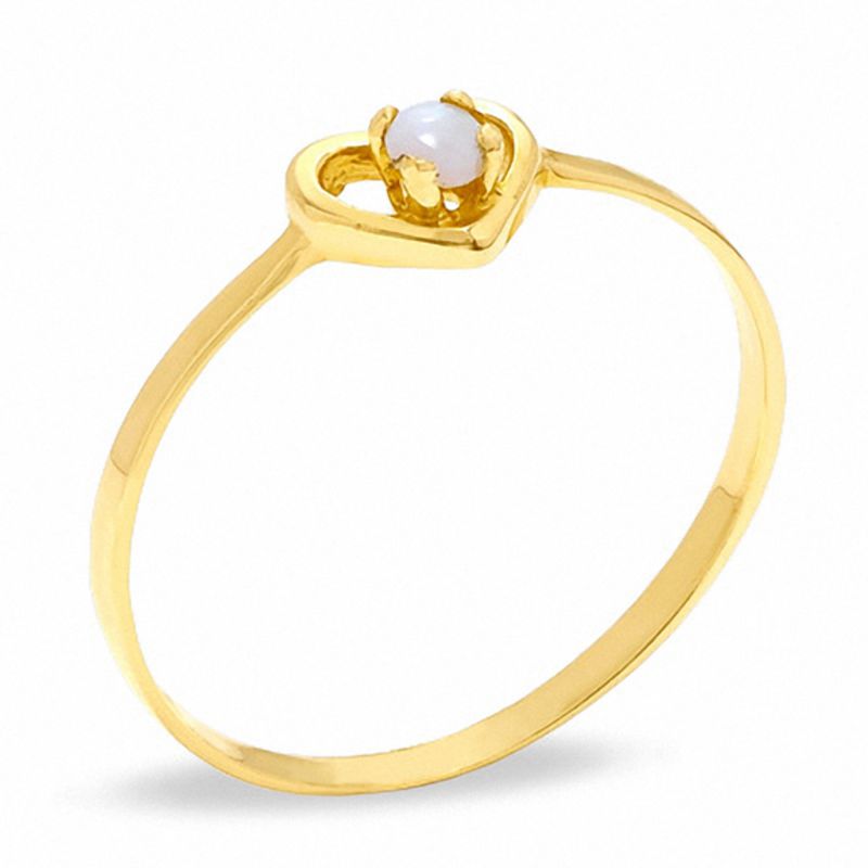 Child's 2mm Opal Heart Ring in 10K Gold - Size 3