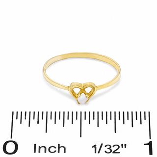 Child's 2mm Opal Heart Ring in 10K Gold - Size 3