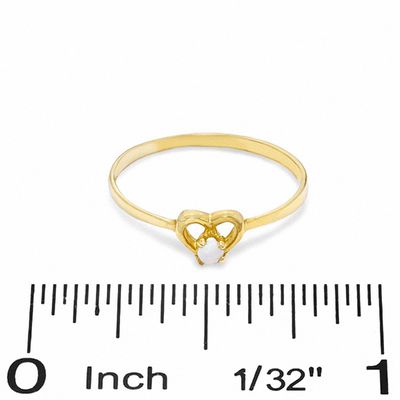 Child's 2mm Opal Heart Ring in 10K Gold - Size 3