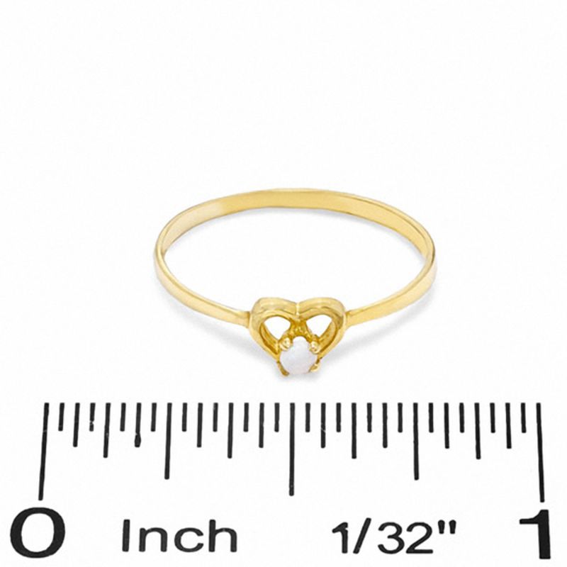 Child's 2mm Opal Heart Ring in 10K Gold - Size 3
