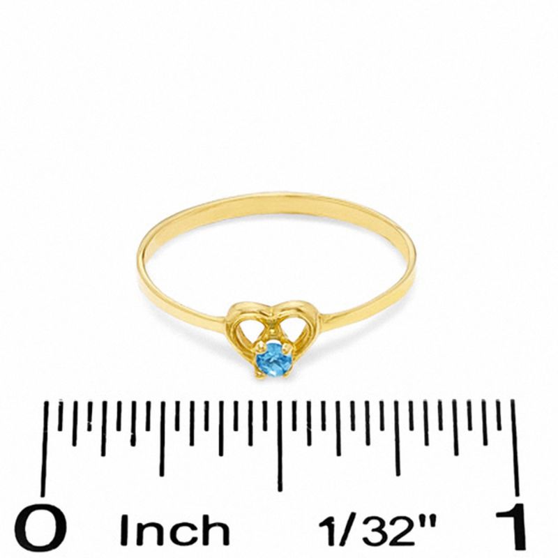 Child's Blue Topaz Birthstone Heart Ring in 10K Gold - Size 3