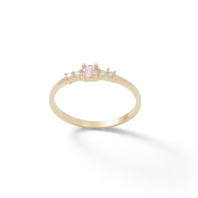 Child's Pink and Clear Cubic Zirconia Ring in 10K Gold - Size 3