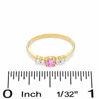 Child's Pink and Clear Cubic Zirconia Ring in 10K Gold - Size 3