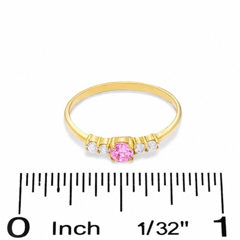 Main Image 3 of Child's Pink and Clear Cubic Zirconia Ring in 10K Gold - Size 3