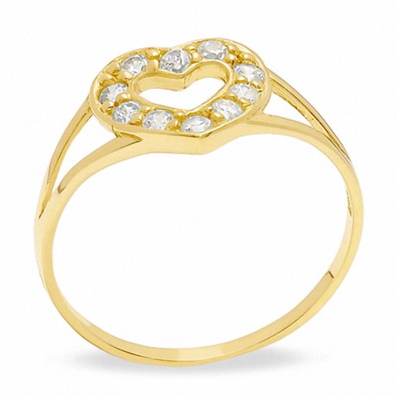 10K Yellow Gold Cubic Zirconia CZ  Heart Ring for Babies and Children Size 3 