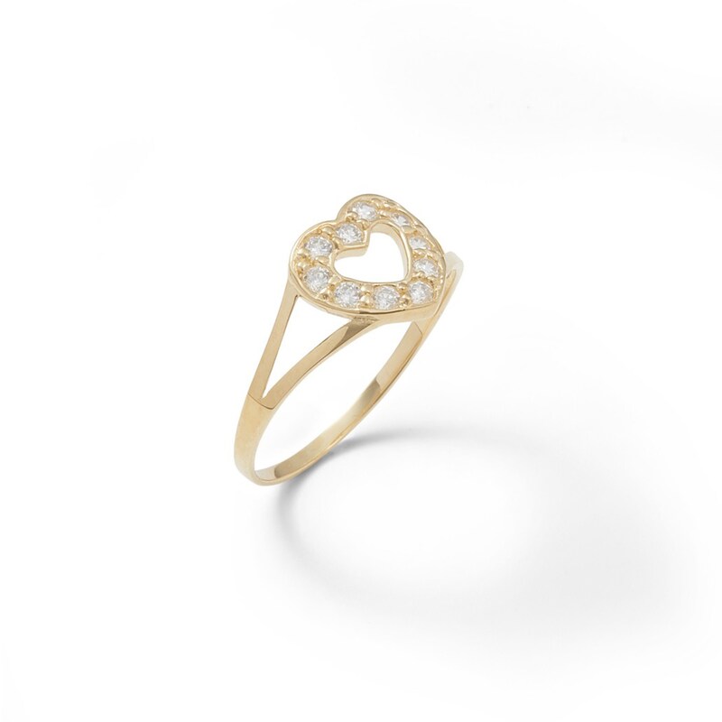 Main Image 2 of Child's Cubic Zirconia Heart Ring in 10K Gold - Size 3