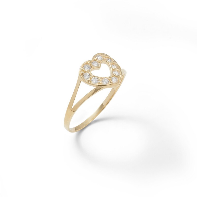 Child's Cubic Zirconia Heart Ring in 10K Gold - Size 3