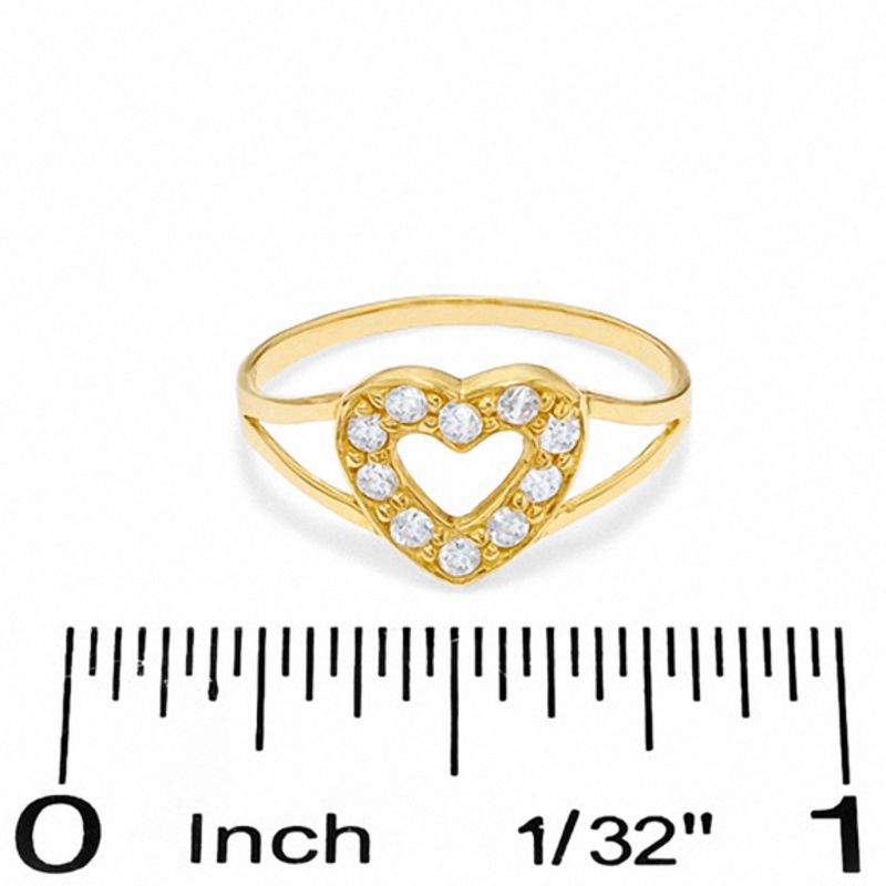 Child's Cubic Zirconia Heart Ring in 10K Gold - Size 3