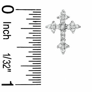 Cubic Zirconia Cross Stud Earrings in Sterling Silver