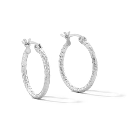 Sterling Silver 16mm Diamond-Cut Hoop Earrings