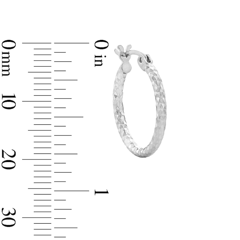 Main Image 3 of Sterling Silver 16mm Diamond-Cut Hoop Earrings