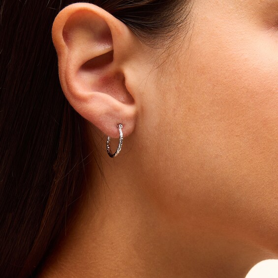 14mm Diamond-Cut Hoop Earrings in Sterling Silver