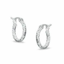 12mm Diamond-Cut Hoop Earrings in Sterling Silver