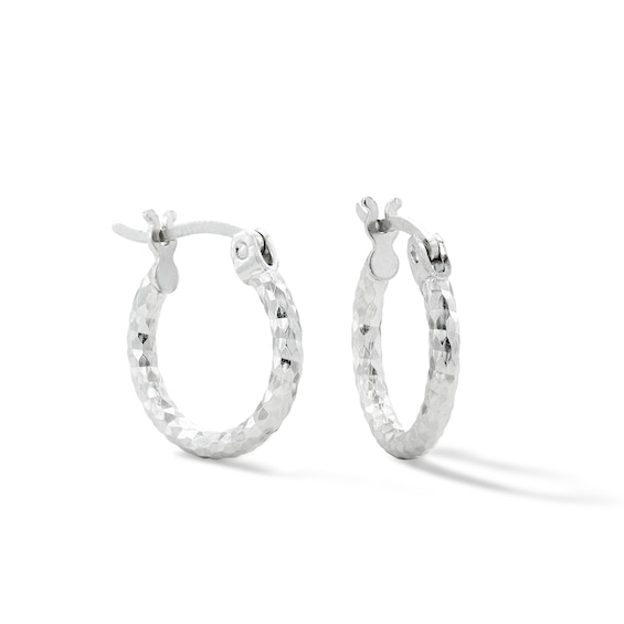 12mm Diamond-Cut Hoop Earrings in Sterling Silver